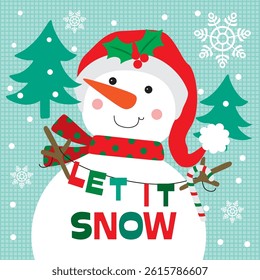 Snowman For Christmas Card or Bag design