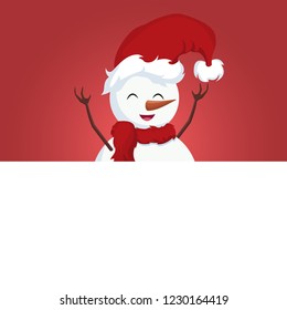 Snowman christmas card over white poster