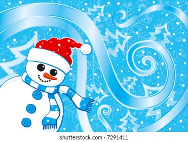 Snowman Christmas card, vector version