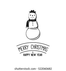 snowman christmas card for xmas design. vector illustration