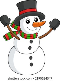 Snowman Christmas Cartoon Colored Clipart 