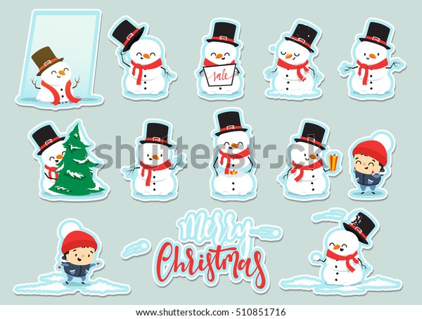 Snowman Christmas Character Cartoon Cute White Stock Vector Royalty Free