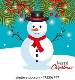 snowman christmas character icon vector illustration design