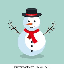 snowman christmas character icon vector illustration design