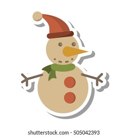 snowman christmas character isolated icon vector illustration design