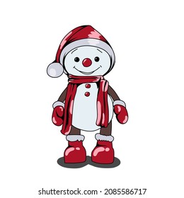 A snowman with Christmas clothes vector