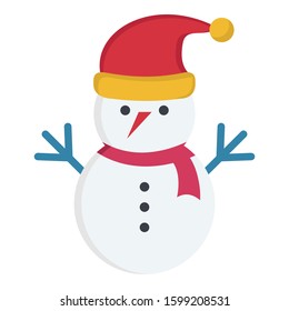 
snowman, christmas snowman Color Vector icon which can be easily modified or edit
