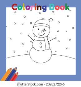 Snowman Christmas Coloring Book Illustration