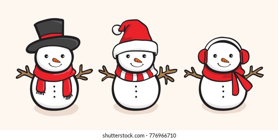 snowman christmas cute vector, cartoon vector.
