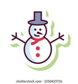snowman christmas day winter icon in flat style isolated. Vector Symbol illustration.