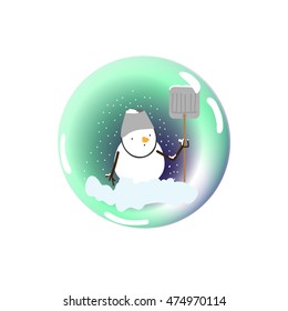 Snowman. Christmas design elements for decoration. New year symbol, glass ball.
