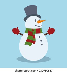 Snowman. Christmas design. Vector flat design