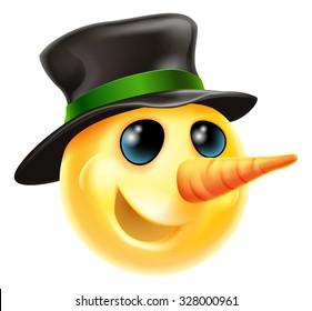 A snowman Christmas emoticon Emoji wearing a top hat