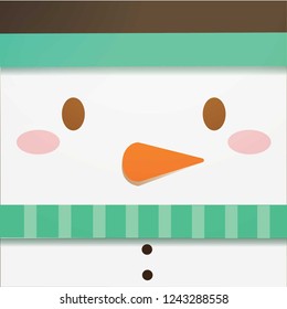 Snowman Christmas Face Vector in Flat Design