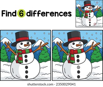 Snowman Christmas Find The Differences