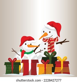snowman with Christmas gifts for Christmas party.