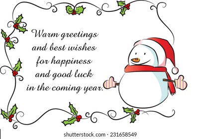 snowman with Christmas greeting card