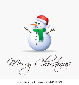 Snowman Christmas greeting card. vector illustration