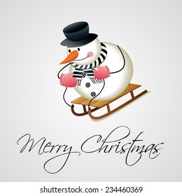 snowman Christmas greeting chard. vector illustration