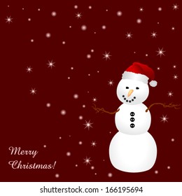 snowman christmas greetings on red