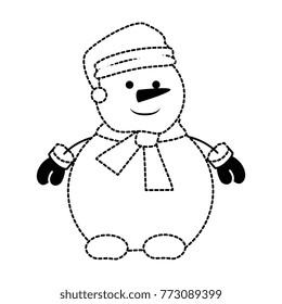 snowman with christmas hat kawaii character
