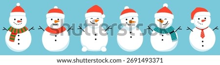 Snowman with christmas hat. Snowman vector icon. 
