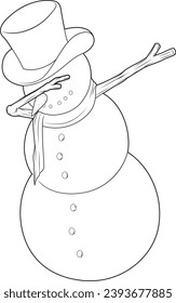 Snowman Christmas Hip Hop Dance Dab Vector Graphic Art Illustration