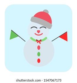 Snowman Christmas icon. Flat design vector illustration.