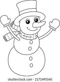 Snowman Christmas Isolated Coloring Page Kids Stock Vector (Royalty ...