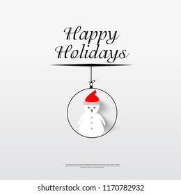 Snowman for Christmas Layout/Cover. Minimalist Creative Design Concept. Stock Vector Illustration. Modern and Abstract Background
