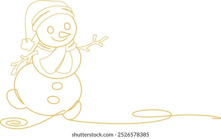 snowman christmas line art vector background illustration