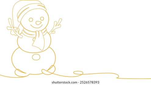 snowman christmas line art vector background illustration