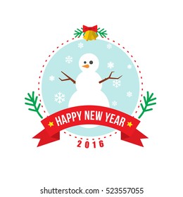 Snowman Christmas and New Year vector logo