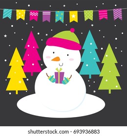 snowman and christmas night