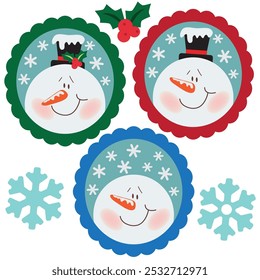 Snowman Christmas ornament vector cartoon illustration