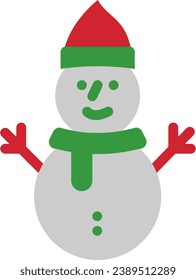 snowman in christmas package with flat style