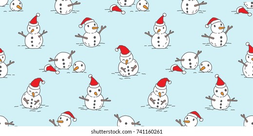 Snowman Christmas Santa Claus doodle seamless pattern vector wallpaper background