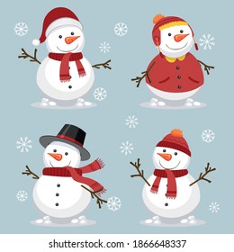 snowman christmas set expression collection