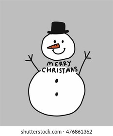 snowman christmas smile card with gray background vector