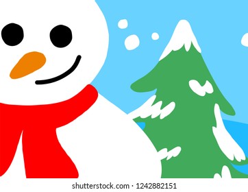 Snowman and christmas tree