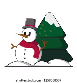 snowman with a christmas tree
