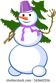 Snowman with christmas tree