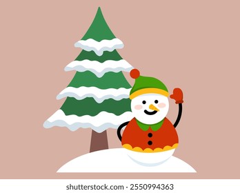 Snowman Christmas Tree Background Illustration