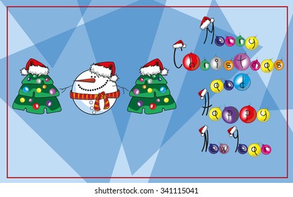 snowman and christmas tree card