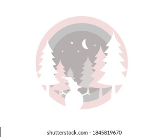 Snowman and Christmas tree in a circle