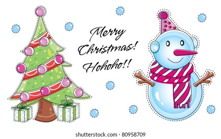 Snowman and Christmas tree design