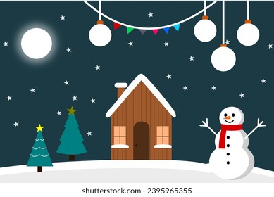 ilustración plana de snowman y christmas