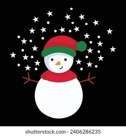 snowman with christmas tree vector design