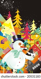 snowman y christmas, ilustración