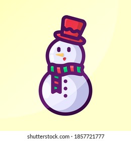 Snowman christmas vector element. Christmas cartoon illustration.